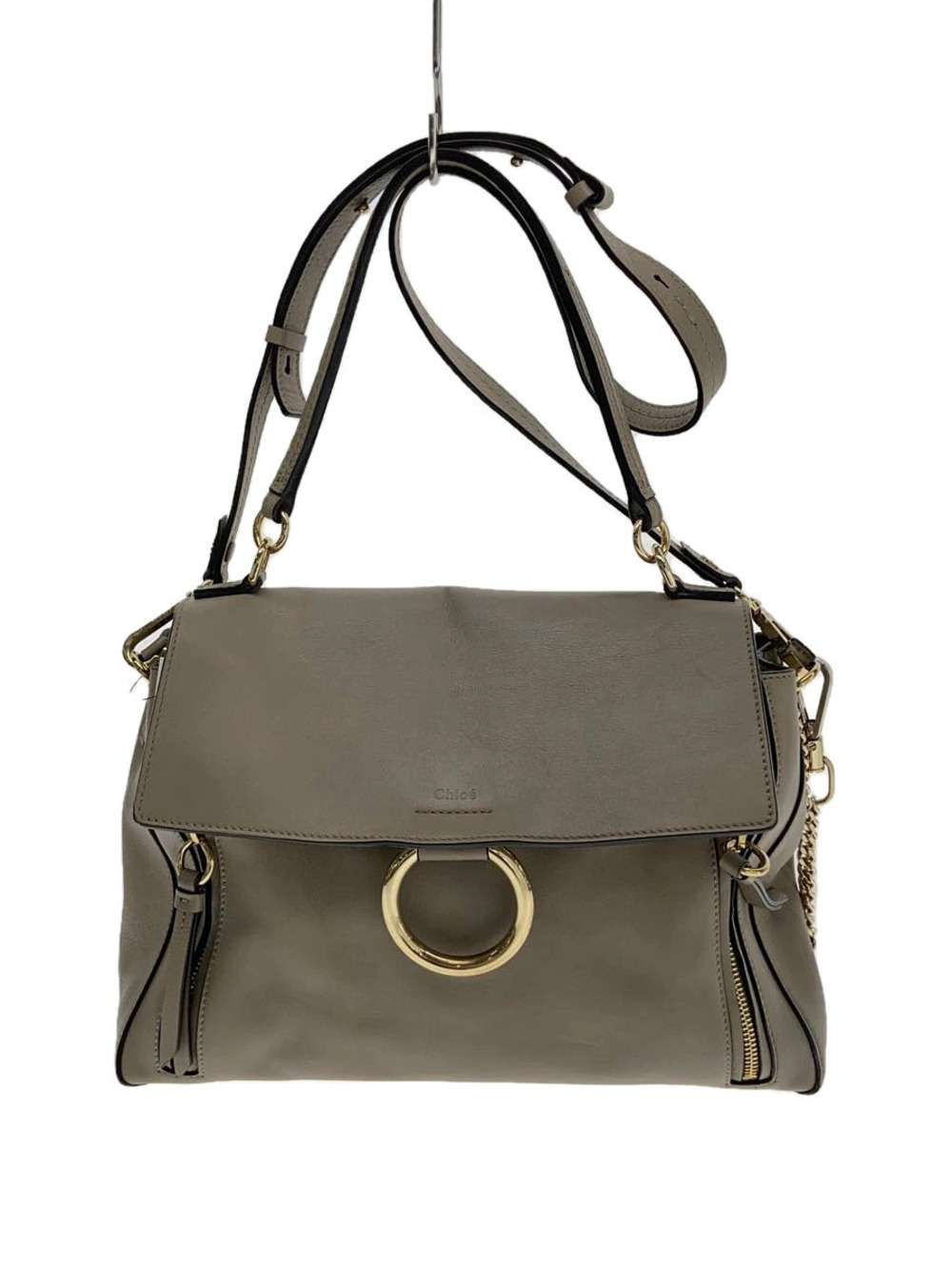 Chloe Faye Day bag Motty Gray Shoulder Bag Leather Beige